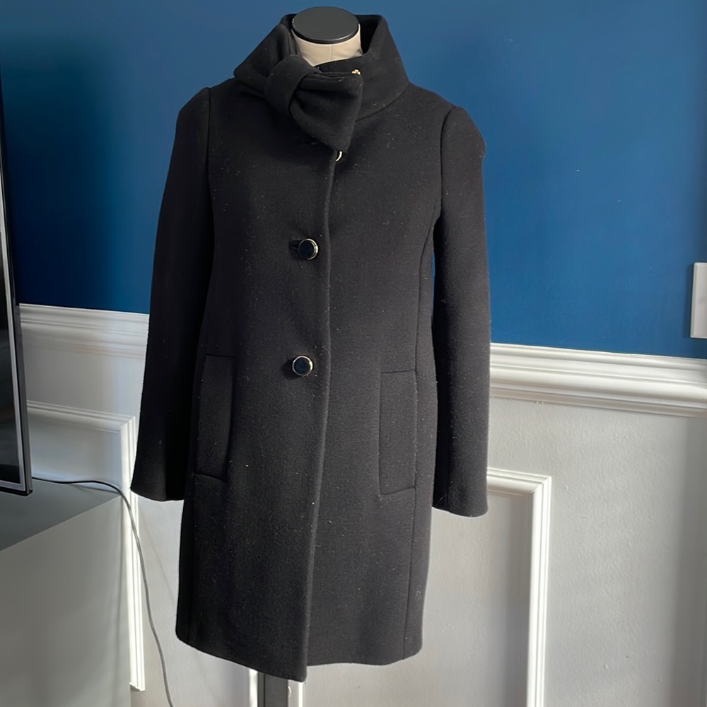Kate Spade black coat with a bow